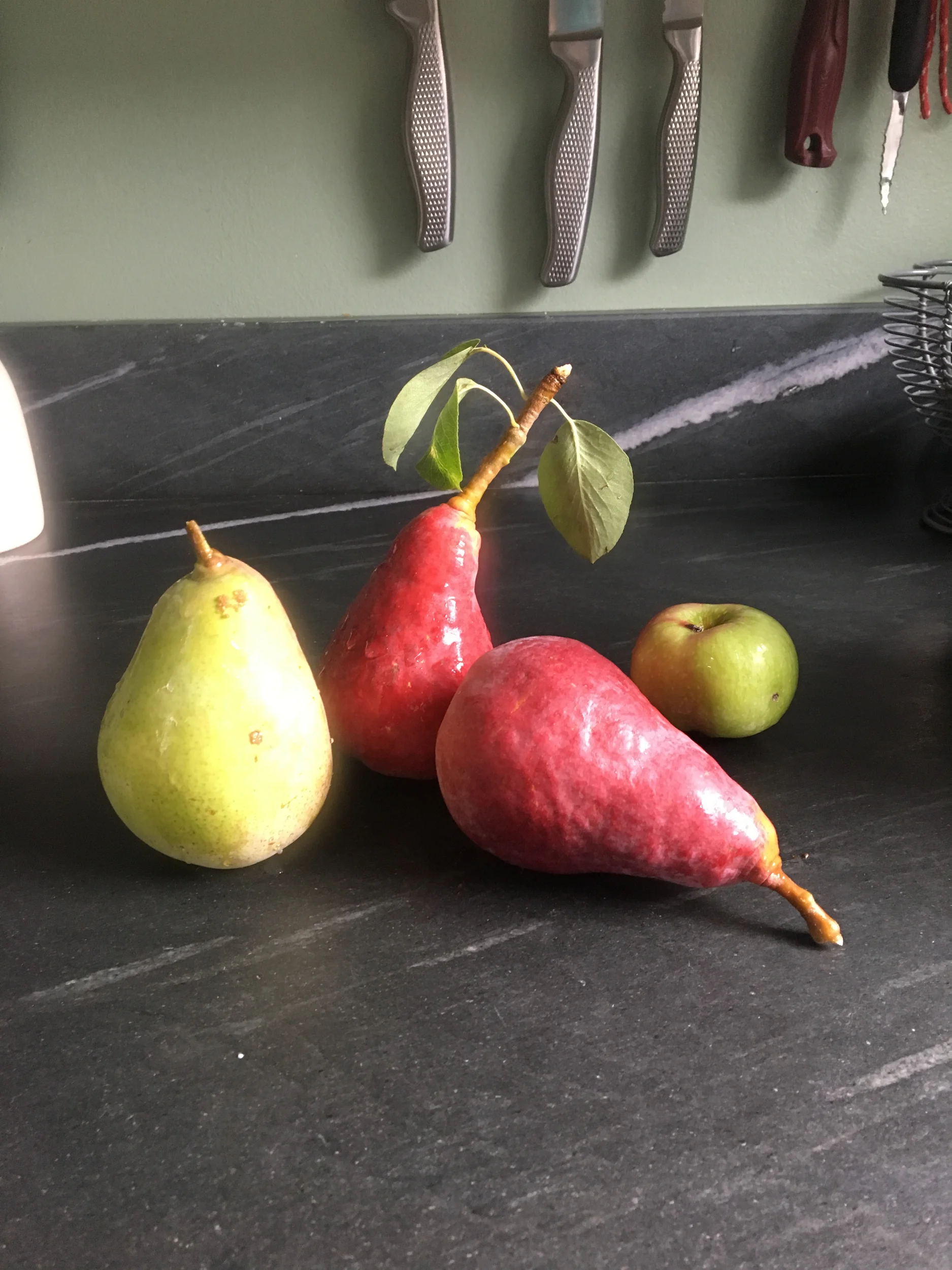 Pears on counter